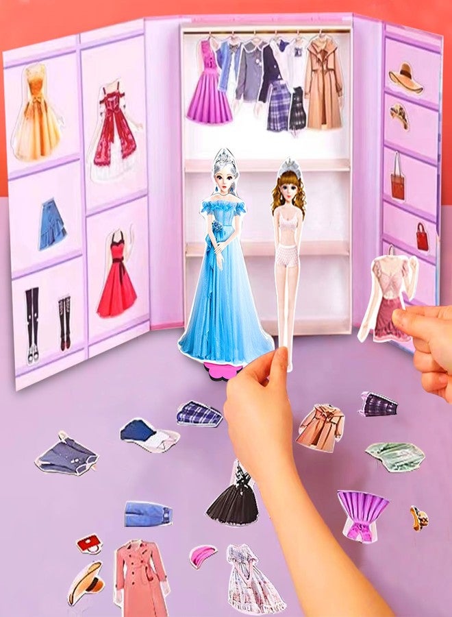 Daniel Axel Magnetic Dress Up Paper Doll Pretend Play Game Toys,Dollhouse Magnet People Clothes Puzzles Development for 3+ Year Old Girls Toddler,Preschool Learning Created Imagine Birthday Gift (C Set) - Image 2